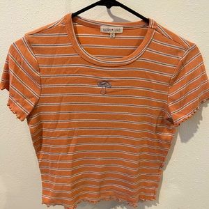 Ultra Flirt striped mushroom crop top